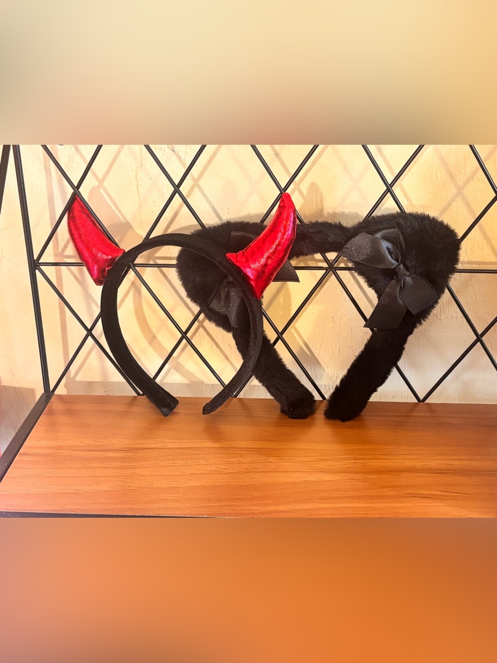 Kitty Cat Plush Headband + Devil Horns Headband